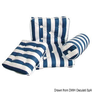 Roller cotton cushion blue/white stripe Ø190x440mm
