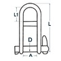 Shackle w. captive locking pin AISI 316 6 mm