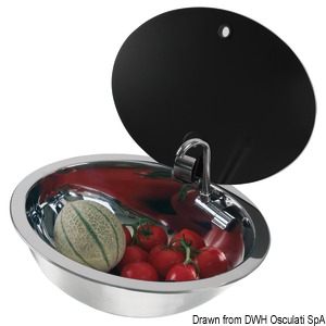 Sink w/tinted glass lid 330 mm