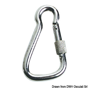 Carabiner hook AISI 316 large w.safety tread 23 mm