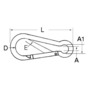 Karabinerhaken aus rostfreiem Edelstahl AISI 316, hochglanzpoliert