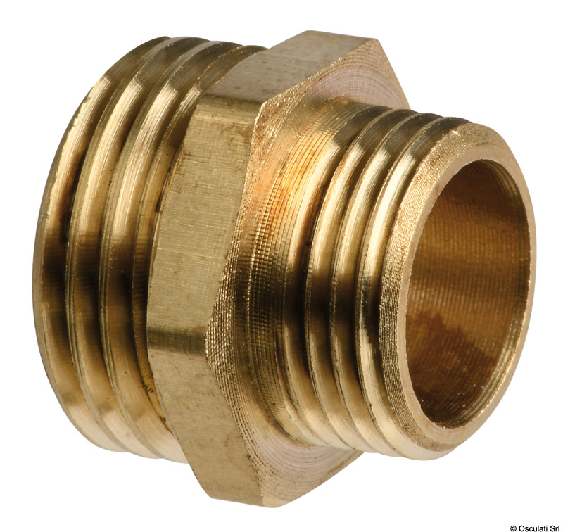 1x Double Nipple Threaded 1/4" Right 1/4" Right-Brass