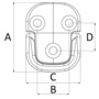 Squared pad eye 57x45 mm ring 6 mm