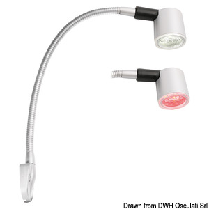 6-LED Kojenleuchte m. flexiblem Arm, titan silber