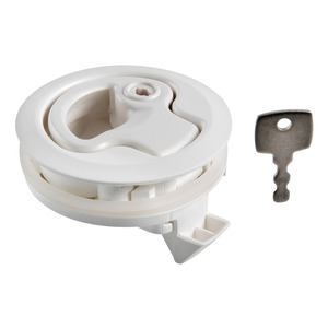 Flush pull latch white nylon with lock