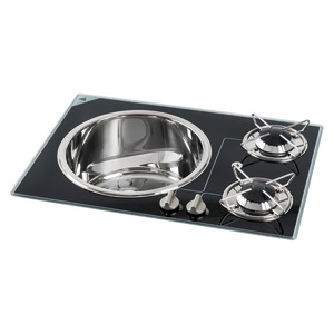 Crystal glass worktop + SS sink 2 x 1750 W