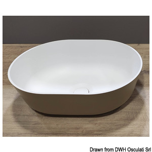 Countertop semi-oval sink Ocritech white/beige 350x260 mm