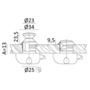 Knauf mit Ring aus verchromtem Messing