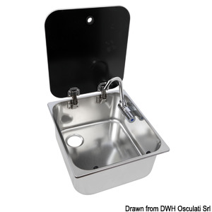 Sink w/tinted glass lid 352x322x146 mm