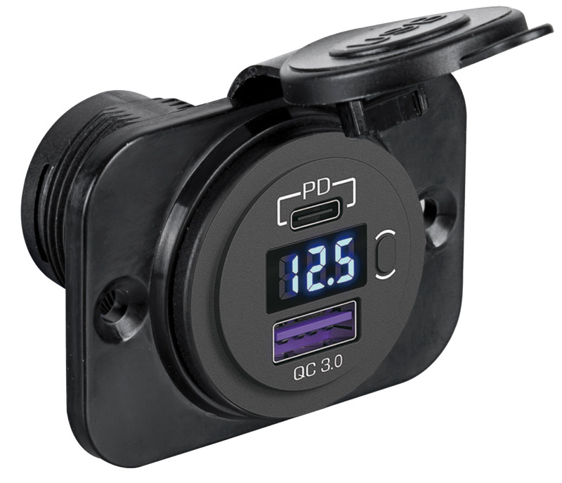 Voltmètre et ampèremètre numérique, prise 12V, USB - Art. 14.517