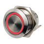 Interruttore FLAT inox ON Momentaneo - OFF  12/24 V rosso